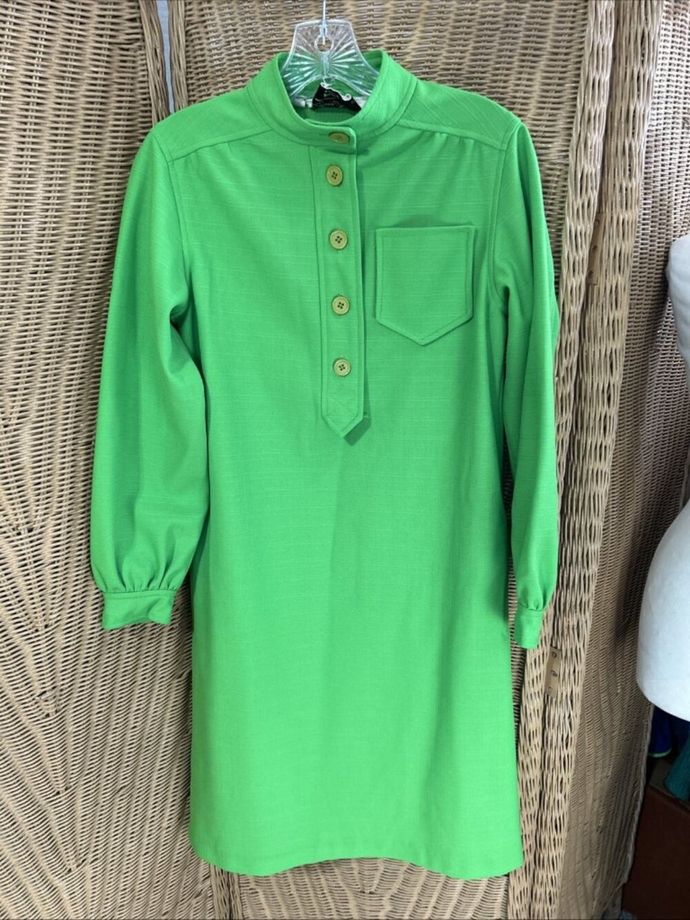 Jane Justin for Don Sophisticates Vintage Dress Green Polyester 1960's Mod